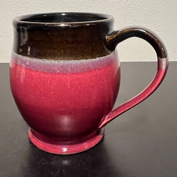 Handcrafted Hand Thrown Glazed Pottery Mug w/ Incised Bicycle by Jenny Blasen - Picture 5 of 16